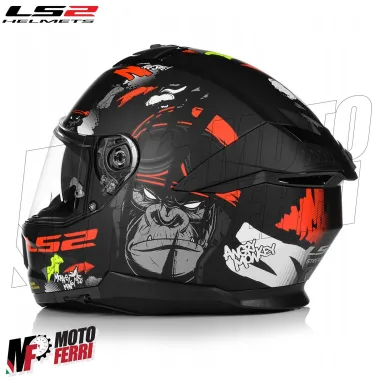 MF6166 Casco Integrale LS2 Stream II Angry Monkey Nero Rosso Opaco FF808