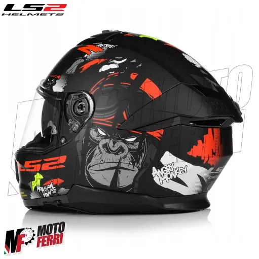 MF6166 Casco Integrale LS2 Stream II Angry Monkey Nero Rosso Opaco FF808