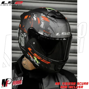 MF6166 Casco Integrale LS2 Stream II Angry Monkey Nero Rosso Opaco FF808