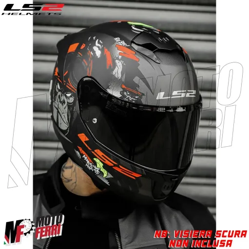 MF6166 Casco Integrale LS2 Stream II Angry Monkey Nero Rosso Opaco FF808