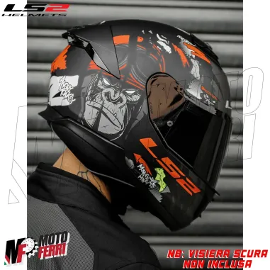 MF6166 Casco Integrale LS2 Stream II Angry Monkey Nero Rosso Opaco FF808