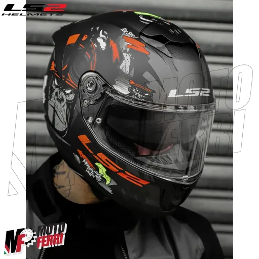MF6166 Casco Integrale LS2 Stream II Angry Monkey Nero Rosso Opaco FF808