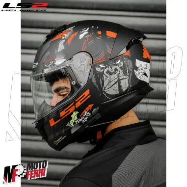 MF6166 Casco Integrale LS2 Stream II Angry Monkey Nero Rosso Opaco FF808