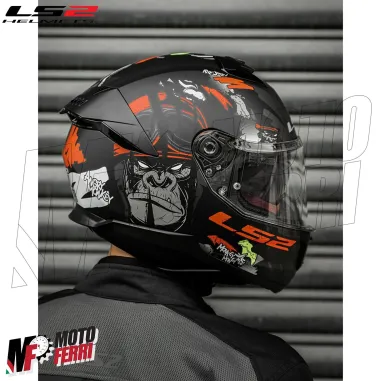MF6166 Casco Integrale LS2 Stream II Angry Monkey Nero Rosso Opaco FF808