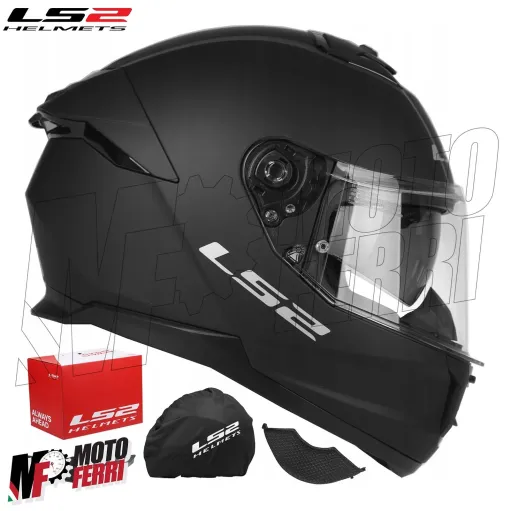 MF6167 Casco Integrale LS2 Stream II Solid Matt Black Rosso Opaco FF808