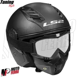 MF6024 Maschera Mask Nero con Elastico Universale Casco Jet Custom Occhiali 2