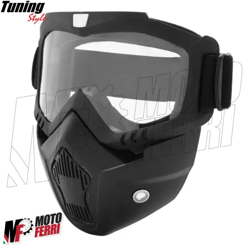 MF6024 Maschera Mask Nero con Elastico Universale Casco Jet Custom Occhiali