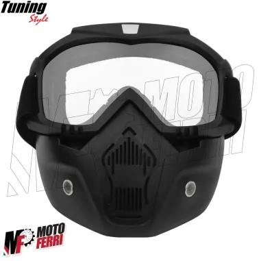 MF6024 Maschera Mask Nero con Elastico Universale Casco Jet Custom Occhiali