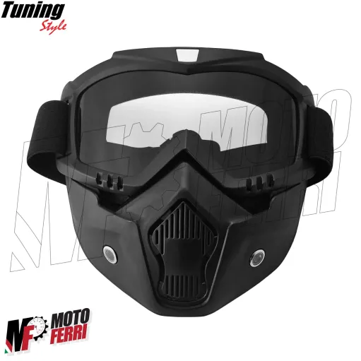 MF6024 Maschera Mask Nero con Elastico Universale Casco Jet Custom Occhiali