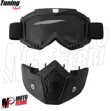 MF6024 Maschera Mask Nero con Elastico Universale Casco Jet Custom Occhiali
