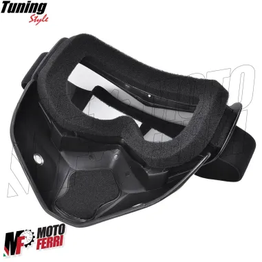 MF6024 Maschera Mask Nero con Elastico Universale Casco Jet Custom Occhiali