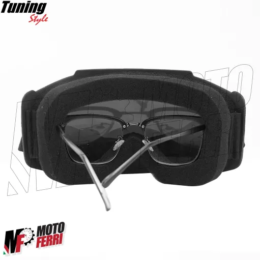 MF6024 Maschera Mask Nero con Elastico Universale Casco Jet Custom Occhiali