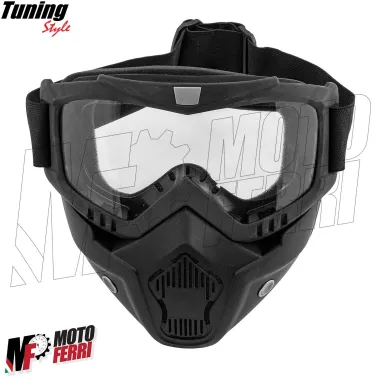 MF6024 Maschera Mask Nero con Elastico Universale Casco Jet Custom Occhiali