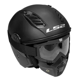 MF6179 - Casco Jet LS2 Airflow II + Mask Maschera Nero Opaco
