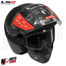 MF6179 - Casco Jet LS2 Airflow II + Mask Maschera Nero Opaco 2