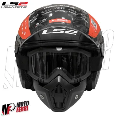 MF6179 - Casco Jet LS2 Airflow II + Mask Maschera Nero Opaco