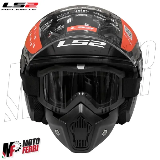 MF6179 - Casco Jet LS2 Airflow II + Mask Maschera Nero Opaco