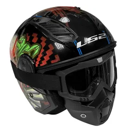 MF6180 Casco Jet LS2 Airflow II + Mask Maschera Joker Happy Dreams