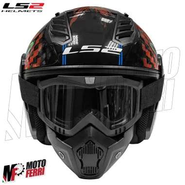 MF6180 Casco Jet LS2 Airflow II + Mask Maschera Joker Happy Dreams