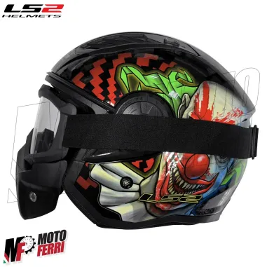 MF6180 Casco Jet LS2 Airflow II + Mask Maschera Joker Happy Dreams