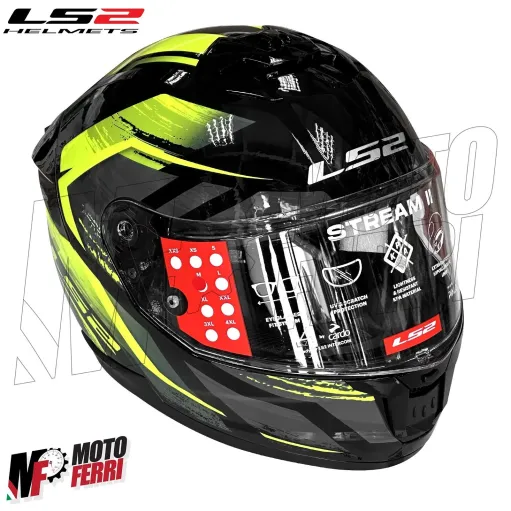 MF6181 Casco Integrale LS2 Stream II Fury Black Hi-Vis Yellow Nero / Verde FF808