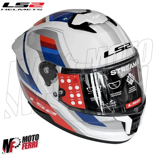 MF6182 Casco Integrale LS2 Stream II White Blue Red Bianco Blu Rosso BMW FF808