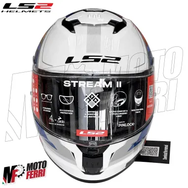 MF6182 Casco Integrale LS2 Stream II White Blue Red Bianco Blu Rosso BMW FF808