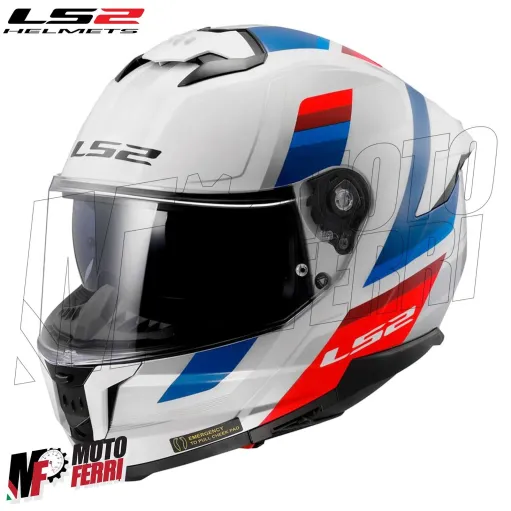 MF6182 Casco Integrale LS2 Stream II White Blue Red Bianco Blu Rosso BMW FF808