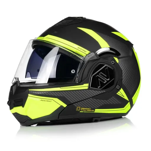 MF6183 - Casco Modulare Convertibile LS2 Advant X Oblivion Matt Black His Vis FF901