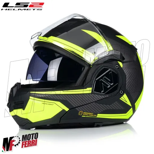 MF6183 - Casco Modulare Convertibile LS2 Advant X Oblivion Matt Black His Vis FF901