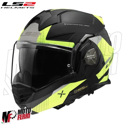 MF6183 - Casco Modulare Convertibile LS2 Advant X Oblivion Matt Black His Vis FF901