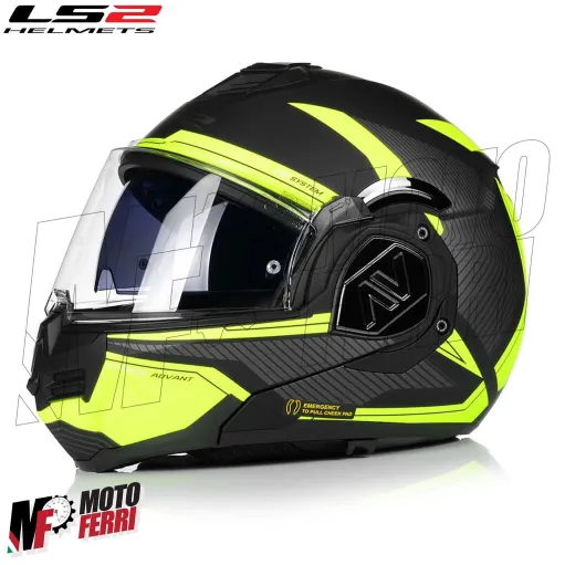 MF6183 - Casco Modulare Convertibile LS2 Advant X Oblivion Matt Black His Vis FF901