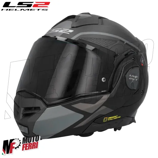 MF6185 Casco Modulare Convertibile LS2 Advant X Metryk Matt Titanium Nero / Grigio Opaco