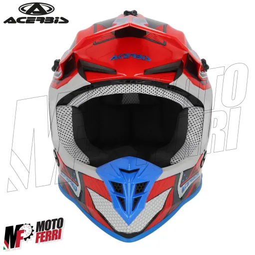 MF6191 Casco Acerbis Linear Moto Cross Enduro Motard Rosso / Blu / Grigio Lucido