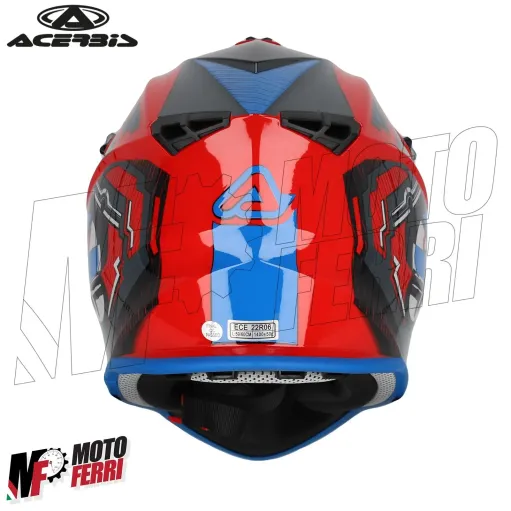MF6191 Casco Acerbis Linear Moto Cross Enduro Motard Rosso / Blu / Grigio Lucido