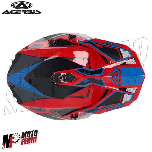 MF6191 Casco Acerbis Linear Moto Cross Enduro Motard Rosso / Blu / Grigio Lucido