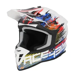 MF6192 Casco Acerbis Linear Moto Cross Enduro Motard Rosso / Blu / Bianco Lucido