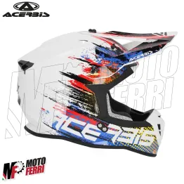 MF6192 Casco Acerbis Linear Moto Cross Enduro Motard Rosso / Blu / Bianco Lucido 2
