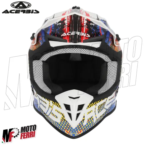 MF6192 Casco Acerbis Linear Moto Cross Enduro Motard Rosso / Blu / Bianco Lucido