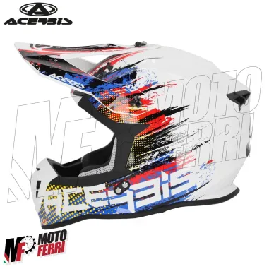 MF6192 Casco Acerbis Linear Moto Cross Enduro Motard Rosso / Blu / Bianco Lucido