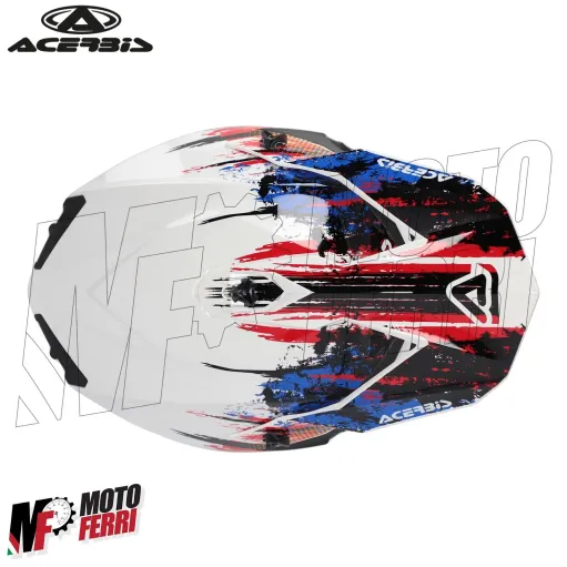 MF6192 Casco Acerbis Linear Moto Cross Enduro Motard Rosso / Blu / Bianco Lucido