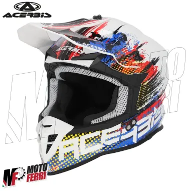 MF6192 Casco Acerbis Linear Moto Cross Enduro Motard Rosso / Blu / Bianco Lucido