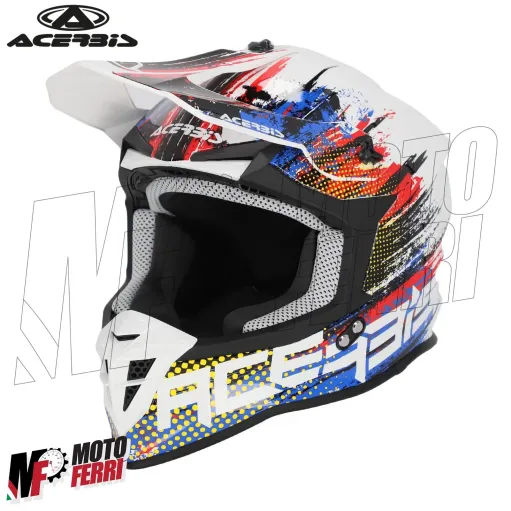 MF6192 Casco Acerbis Linear Moto Cross Enduro Motard Rosso / Blu / Bianco Lucido