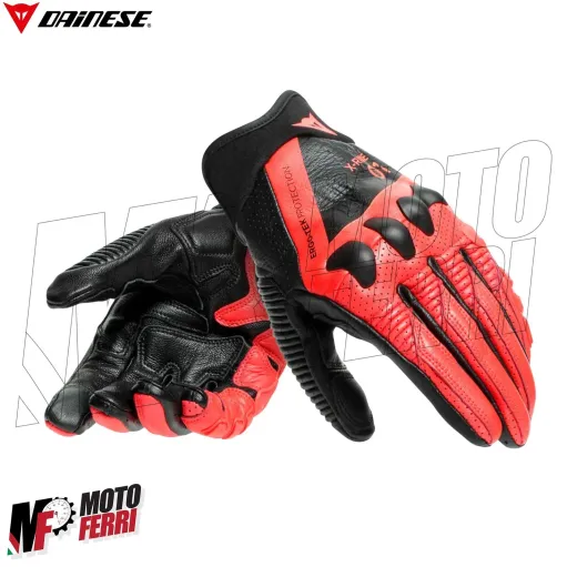 MF6208 Guanti Dainese X-Ride Gloves Racing in Pelle Rosso / Nero con Protezioni