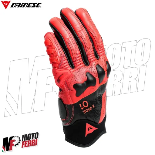 MF6208 Guanti Dainese X-Ride Gloves Racing in Pelle Rosso / Nero con Protezioni