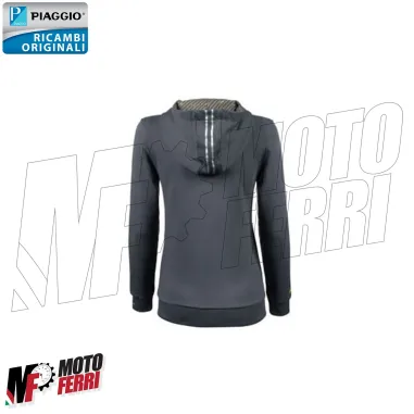 MF6252 Felpa Zip Donna Grigio / Giallo Originale Piaggio Logo Vespa Riflettente