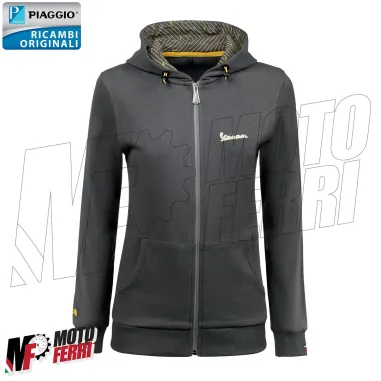 MF6252 Felpa Zip Donna Grigio / Giallo Originale Piaggio Logo Vespa Riflettente