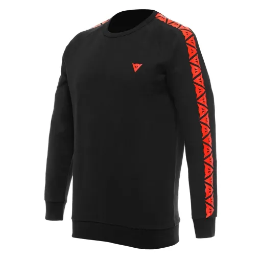 MF6272 Felpa Girocollo Uomo Originale Dainese Sweater Stripes Black / Fluo Red