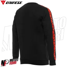 MF6272 Felpa Girocollo Uomo Originale Dainese Sweater Stripes Black / Fluo Red 2