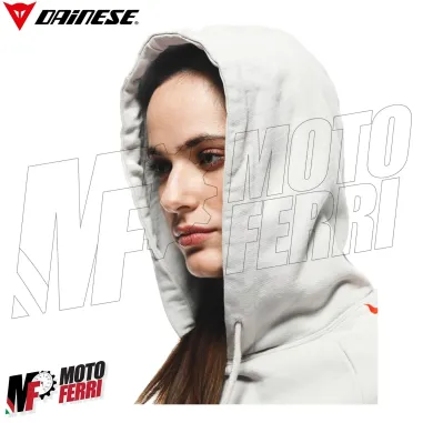 MF6274 Felpa Donna con Cappuccio Dainese Hoodie Stripes Lady Light Gray/Fluo Red